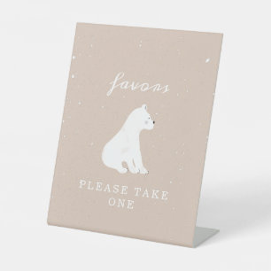 Polar Bear Snow Girl Baby Shower Favours  Pedestal Sign