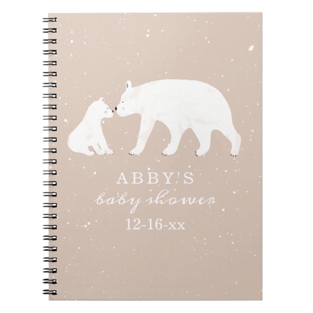 Polar Bear Snow Girl Mama Baby Shower Guest Book (Front)