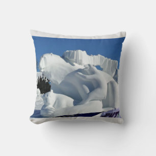 Polar Bear Snow Sculpture, Quebec, Canada Cushion