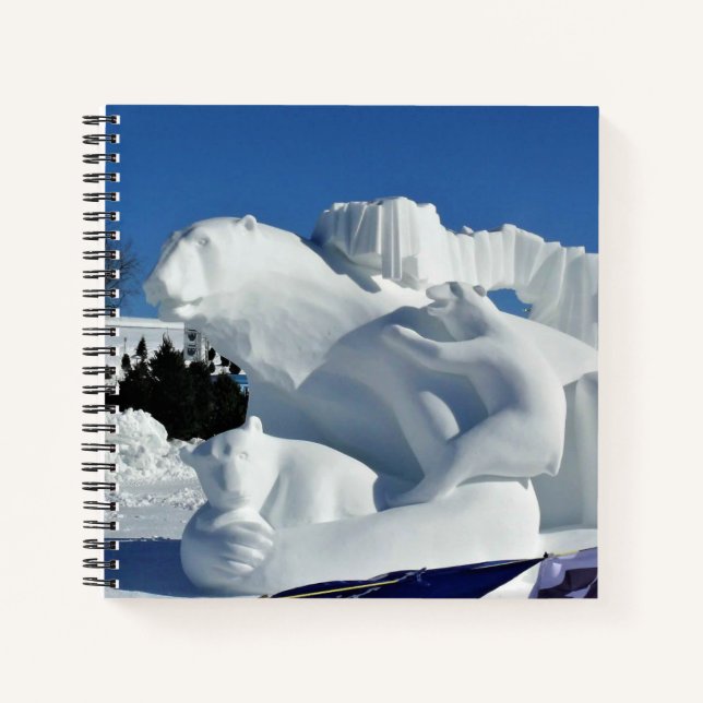 Polar Bear Snow Sculpture, Quebec, Canada Notebook (Front)