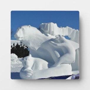 Polar Bear Snow Sculpture, Quebec, Canada Plaque
