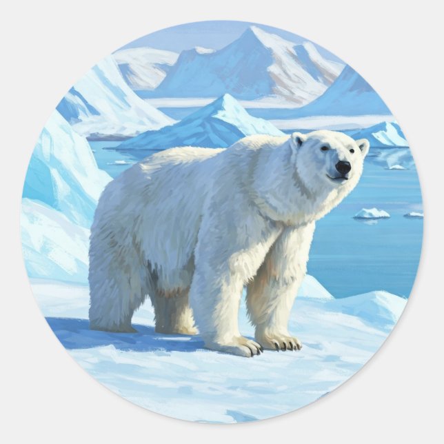 Polar Bear Snow Svalbard Norway Classic Round Sticker (Front)