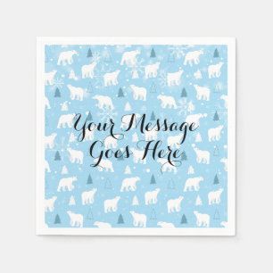 Polar Bear Snowflakes add Your Message Napkin