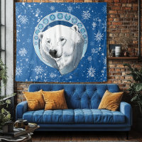 Polar Bear Snowflakes Art Nouveau