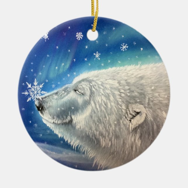 Polar Bear Snowflakes Ornament (Front)