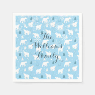  Polar Bear Snowflakes Personalised Napkin