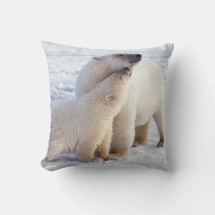 Polar bear sow with cub, pack cushion