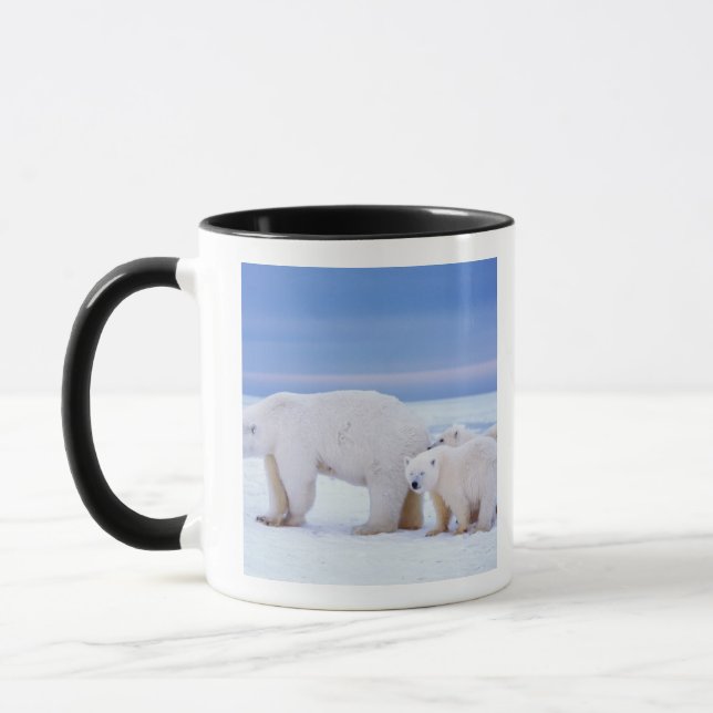 Polar bear sow with cubs mug (Left)