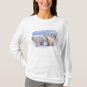 Polar bear sow with cubs on pack ice of coastal T-Shirt
