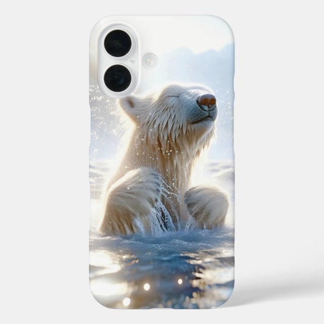 Polar Bear Splashing In Arctic Water Case-Mate iPhone Case (Back)