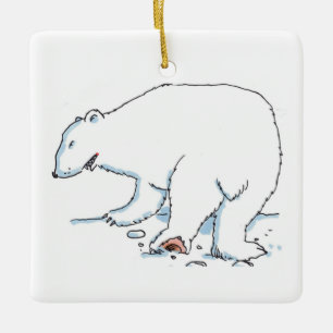 Polar Bear square ceramic ornament