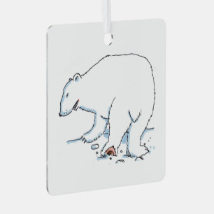 Polar Bear square metal ornament