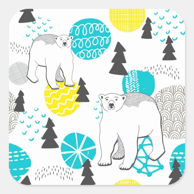 Polar bear square sticker (Front)