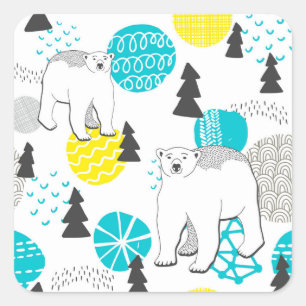 Polar bear square sticker