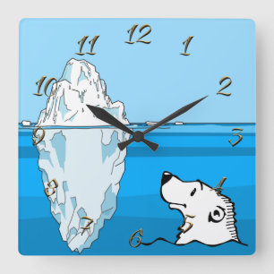 Polar bear square wall clock