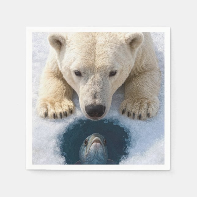 Polar Bear Staring at a Fish Napkin (Front)