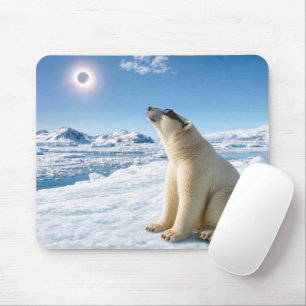 Polar Bear Staring at a Solar Eclipse Mouse Mat