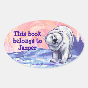 Polar Bear Stationery Oval Sticker