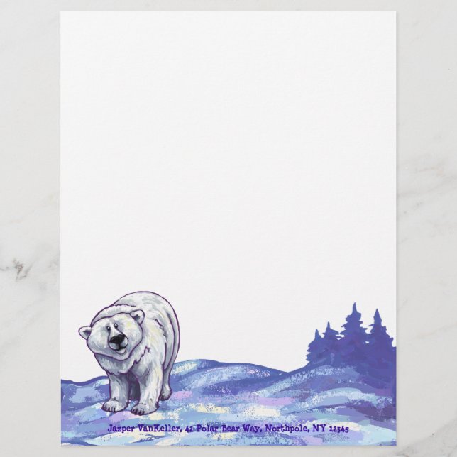 Polar Bear Stationery Personalized Letterhead (Front)