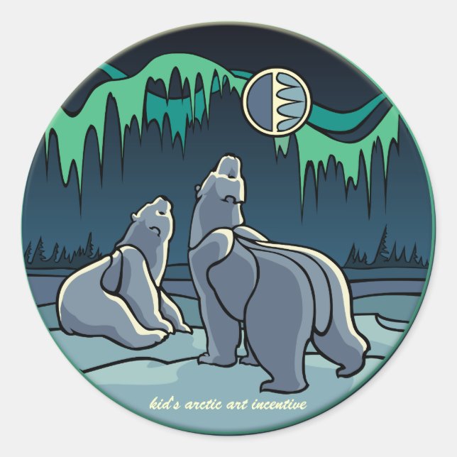 Polar Bear Stickers Wildlife Art Stickers (Front)