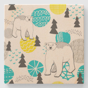 Polar bear stone coaster