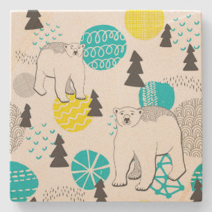 Polar bear stone coaster