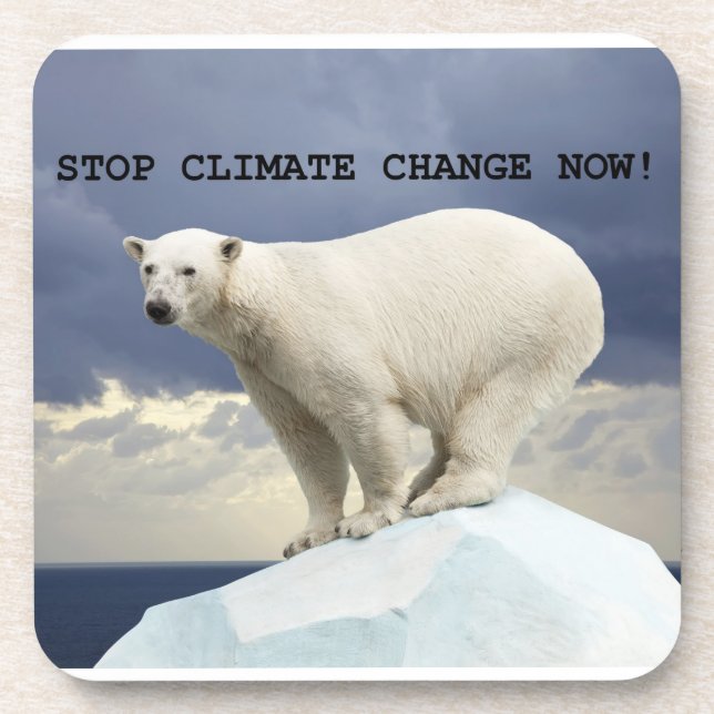 Polar Bear Stop Climate Change Now!  Coaster (Front)