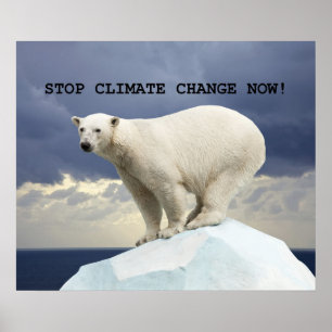 Polar Bear Stop Climate Change Now! Poster