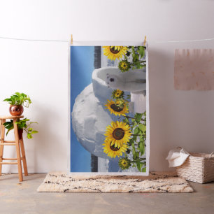 Polar Bear Sunflower Floral  Fabric