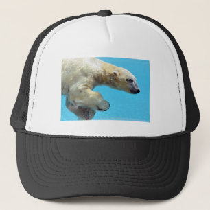 Polar bear swimming underwater trucker hat