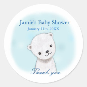 Polar Bear tank you Custom Baby shower Favor Classic Round Sticker