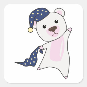 Polar Bear Teddy Bear Bear Sleepyhead Bear Square Sticker