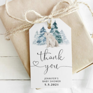 Polar bear thank you tag. Bear Gift Tags