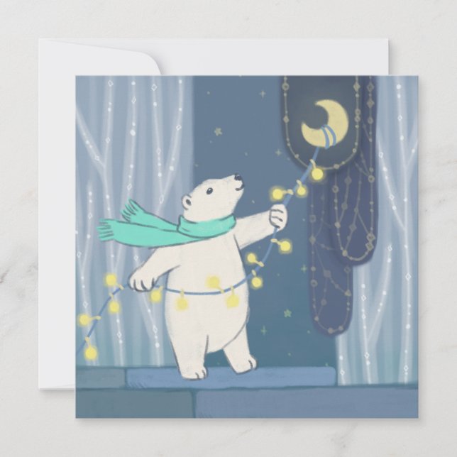 Polar Bear & the Moon Holiday Card (Front)