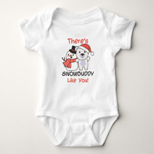 Polar Bear There's Snowbuddy Like Snowman Pun Baby Bodysuit