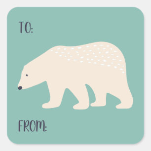 Polar Bear To From Package Christmas Package Square Sticker
