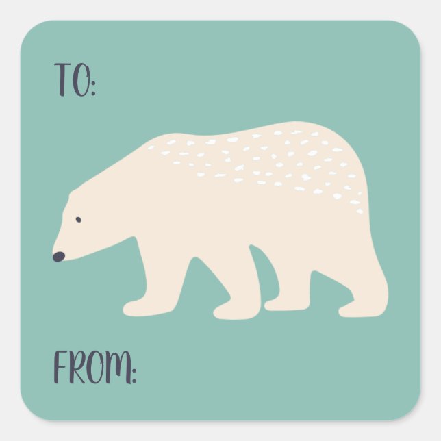 Polar Bear To From Package Christmas Package Square Sticker (Front)