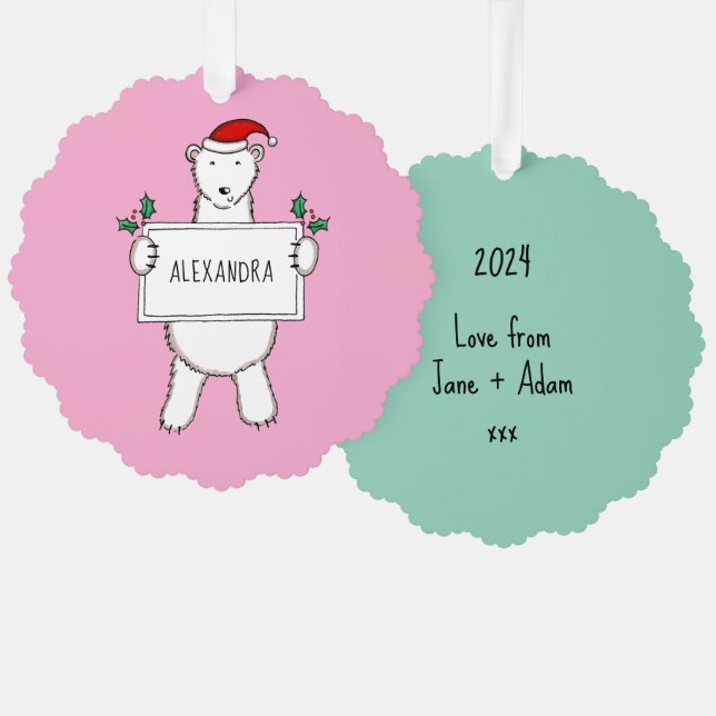 Polar Bear Tree Decoration Card (Front/Back)