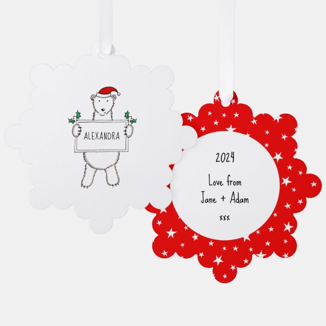 Polar Bear Tree Decoration Card (Front/Back)