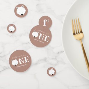 Polar Bear Turning One Cute Animal First Birthday Confetti