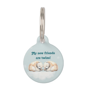 Polar Bear Twins Baby Shower Pet Tag