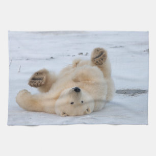 polar bear, Ursus maritimus, cub rolling 3 Tea Towel