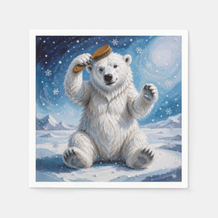 Polar Bear Using a Hairbrush Napkin
