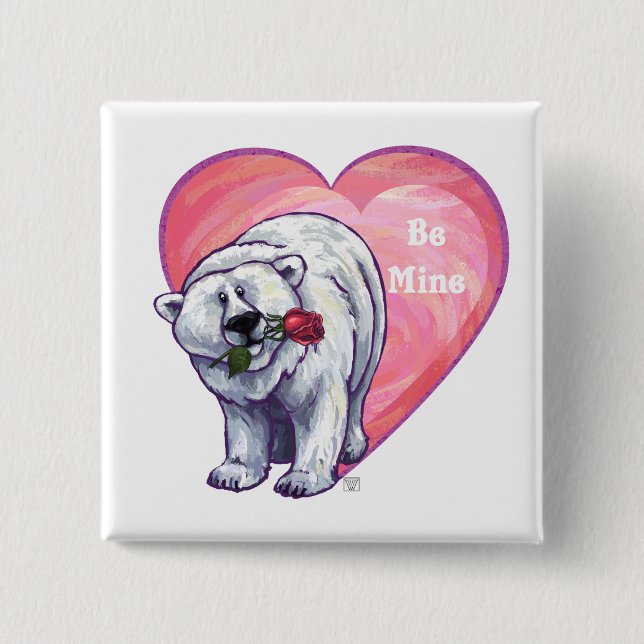 Polar Bear Valentine's Day 15 Cm Square Badge (Front)