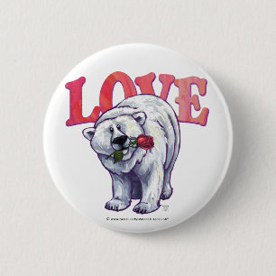 Polar Bear Valentine's Day 6 Cm Round Badge