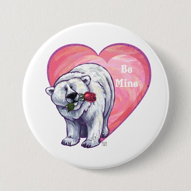 Polar Bear Valentine's Day 7.5 Cm Round Badge (Front)