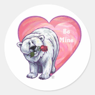 Polar Bear Valentine's Day Classic Round Sticker
