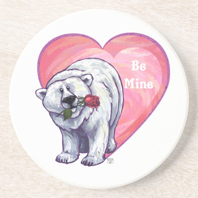Polar Bear Valentine's Day Coaster (Front)