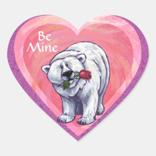 Polar Bear Valentine's Day Heart Sticker