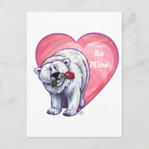 Polar Bear Valentine's Day Holiday Postcard